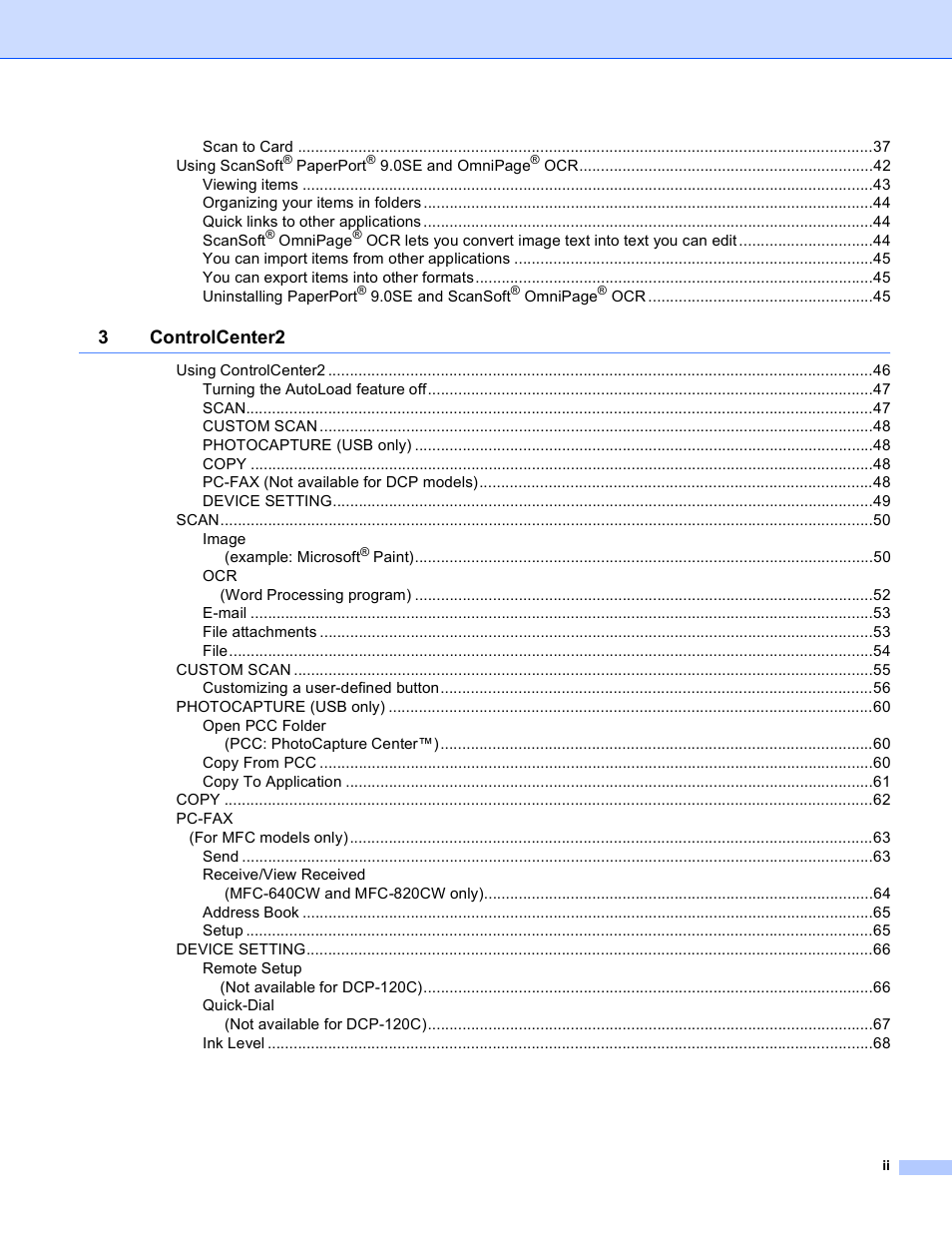 3controlcenter2 | Brother MFC-640CW User Manual | Page 3 / 160
