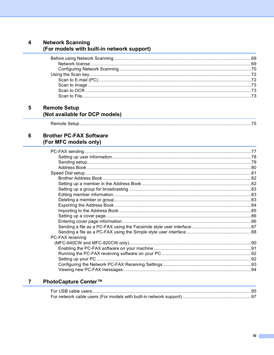 Brother MFC-640CW User Manual | Page 4 / 160
