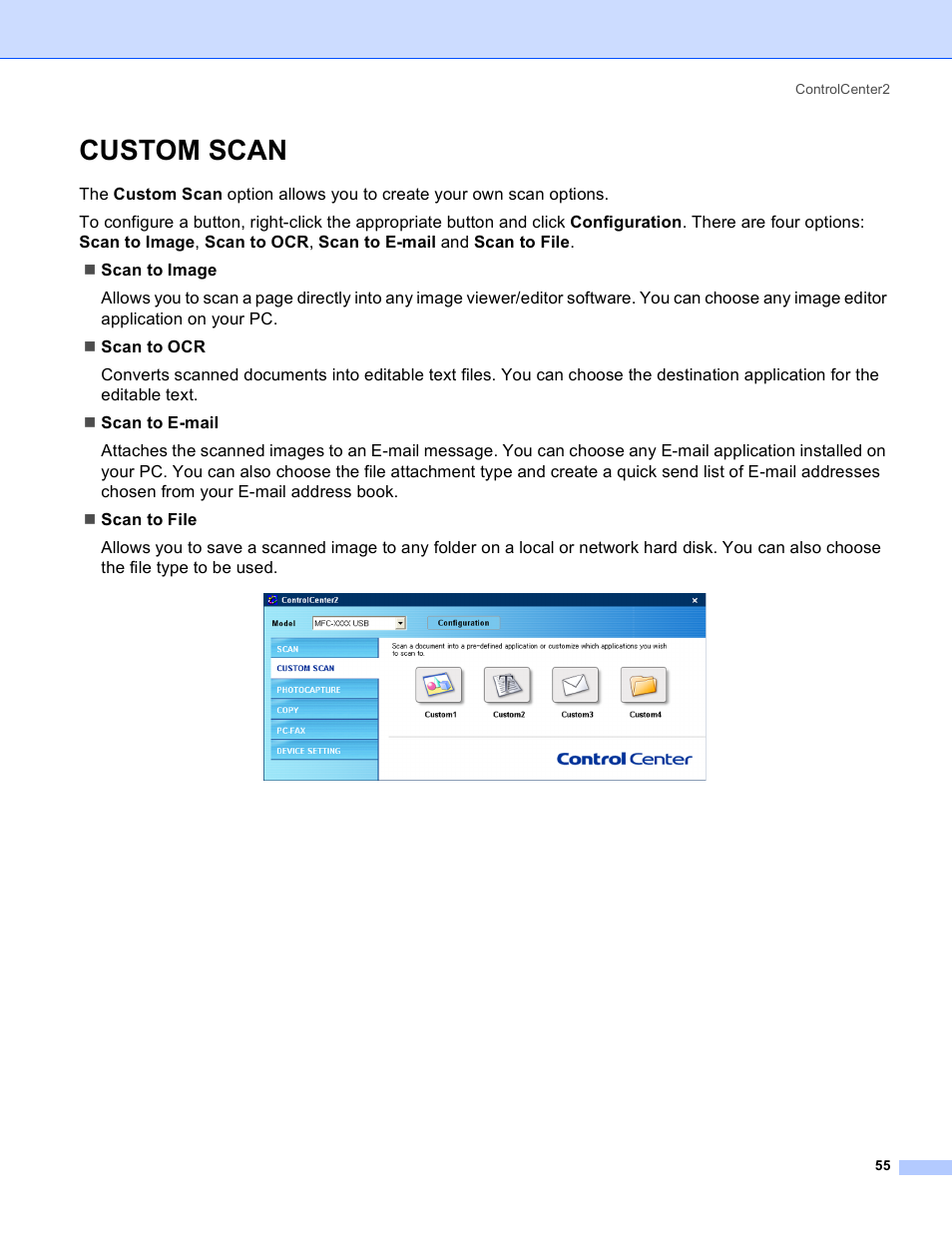 Custom scan | Brother MFC-640CW User Manual | Page 61 / 160