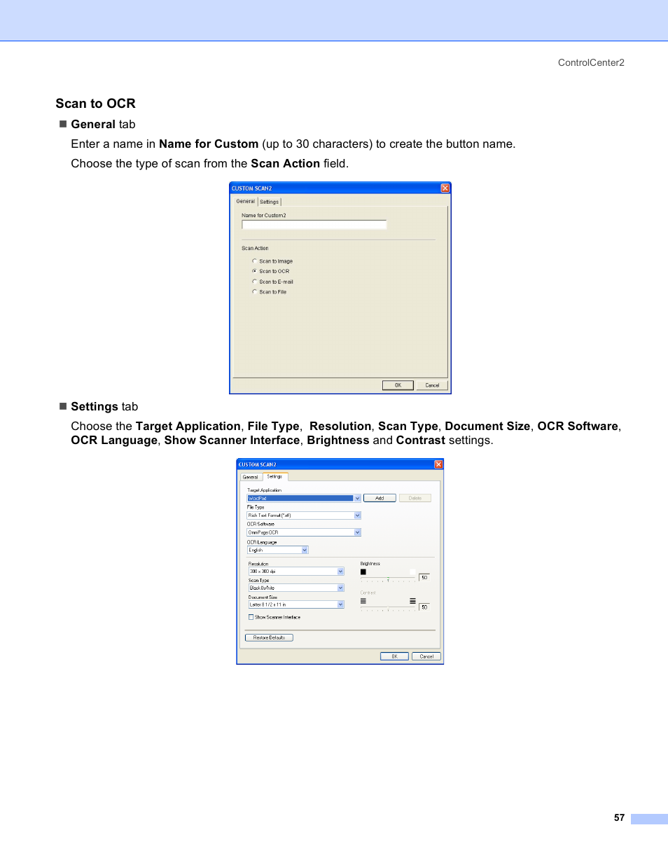 Scan to ocr | Brother MFC-640CW User Manual | Page 63 / 160