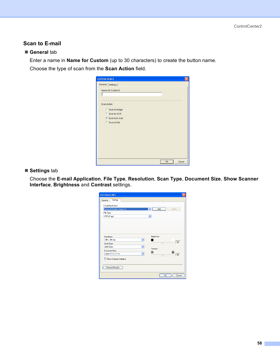 Scan to e-mail | Brother MFC-640CW User Manual | Page 64 / 160