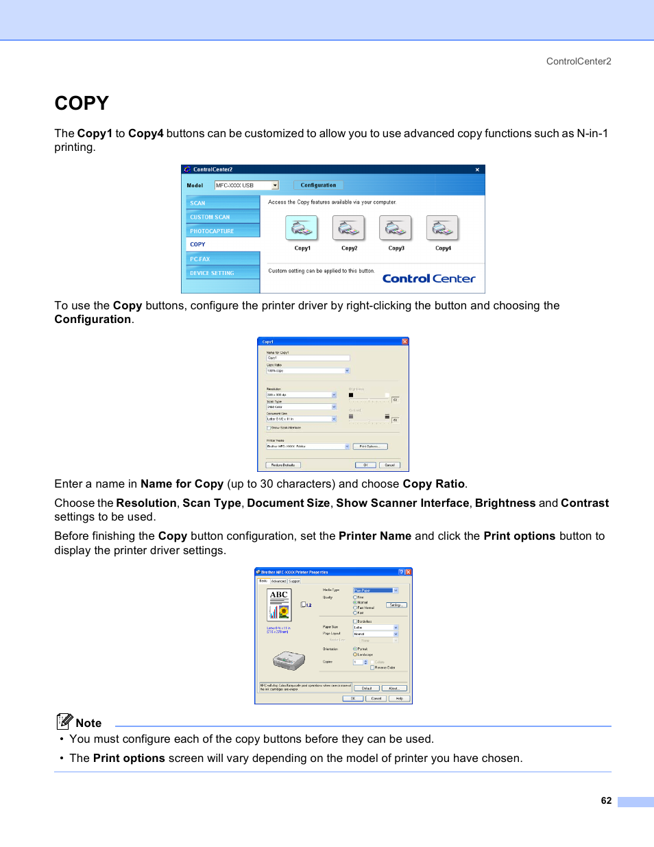 Copy | Brother MFC-640CW User Manual | Page 68 / 160