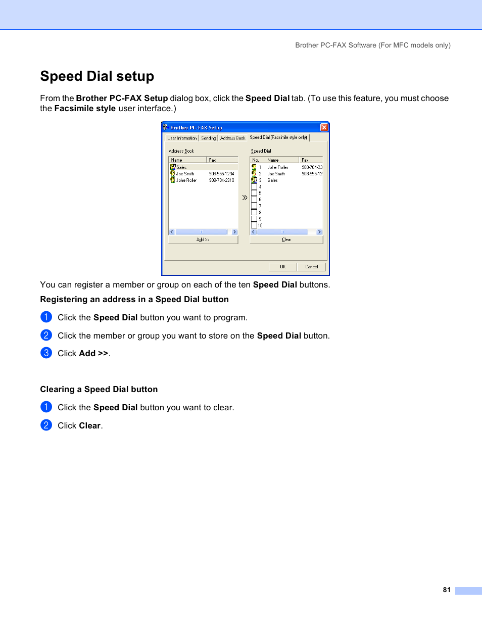 Speed dial setup | Brother MFC-640CW User Manual | Page 87 / 160
