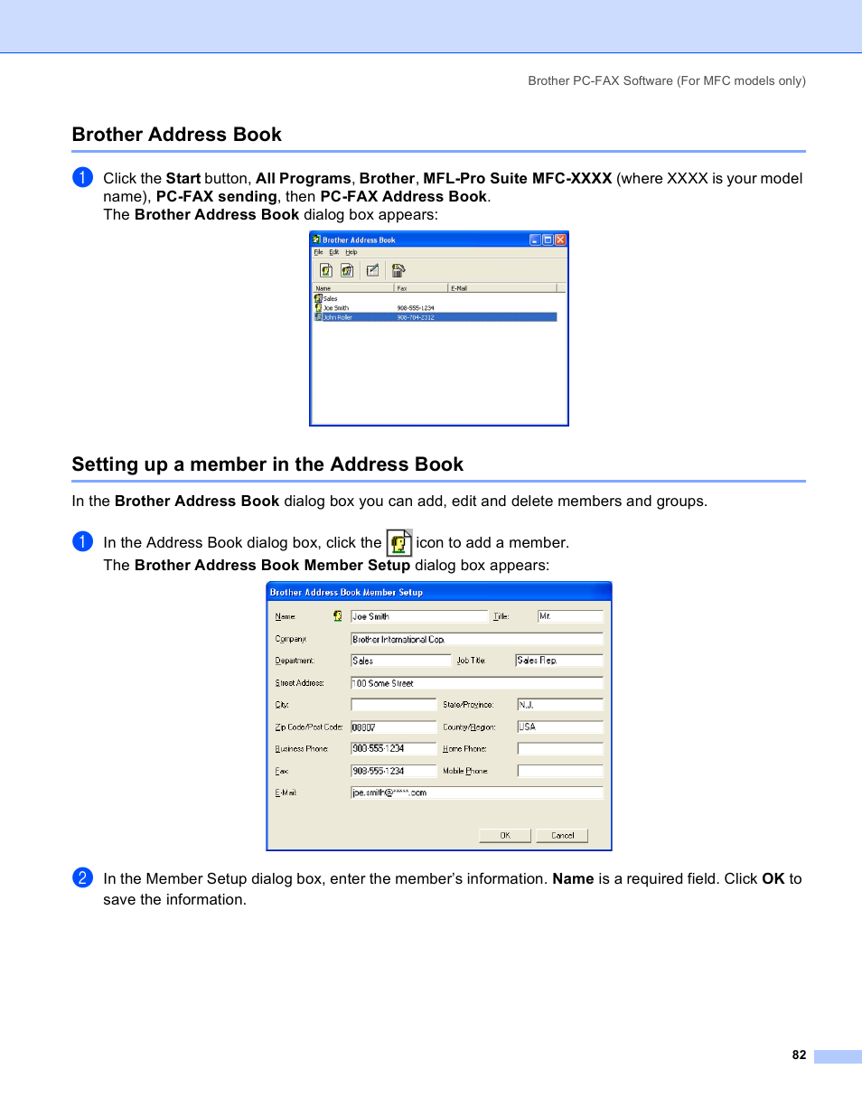 Brother address book, Setting up a member in the address book | Brother MFC-640CW User Manual | Page 88 / 160