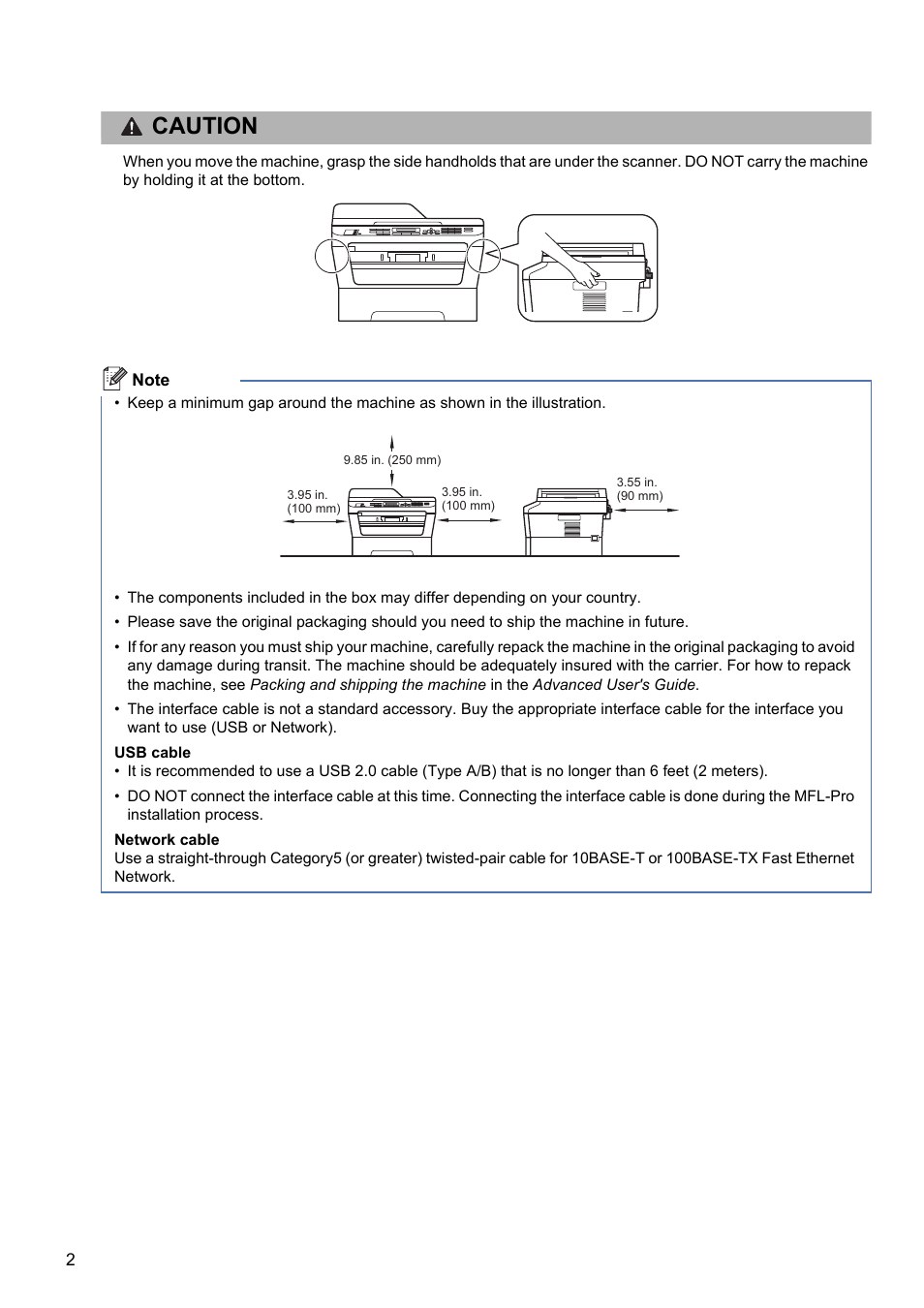 Caution | Brother MFC 7460DN User Manual | Page 2 / 25