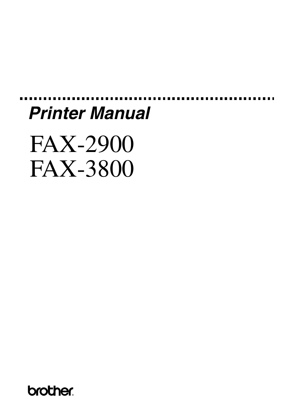 Brother FAX-3800 User Manual | 26 pages