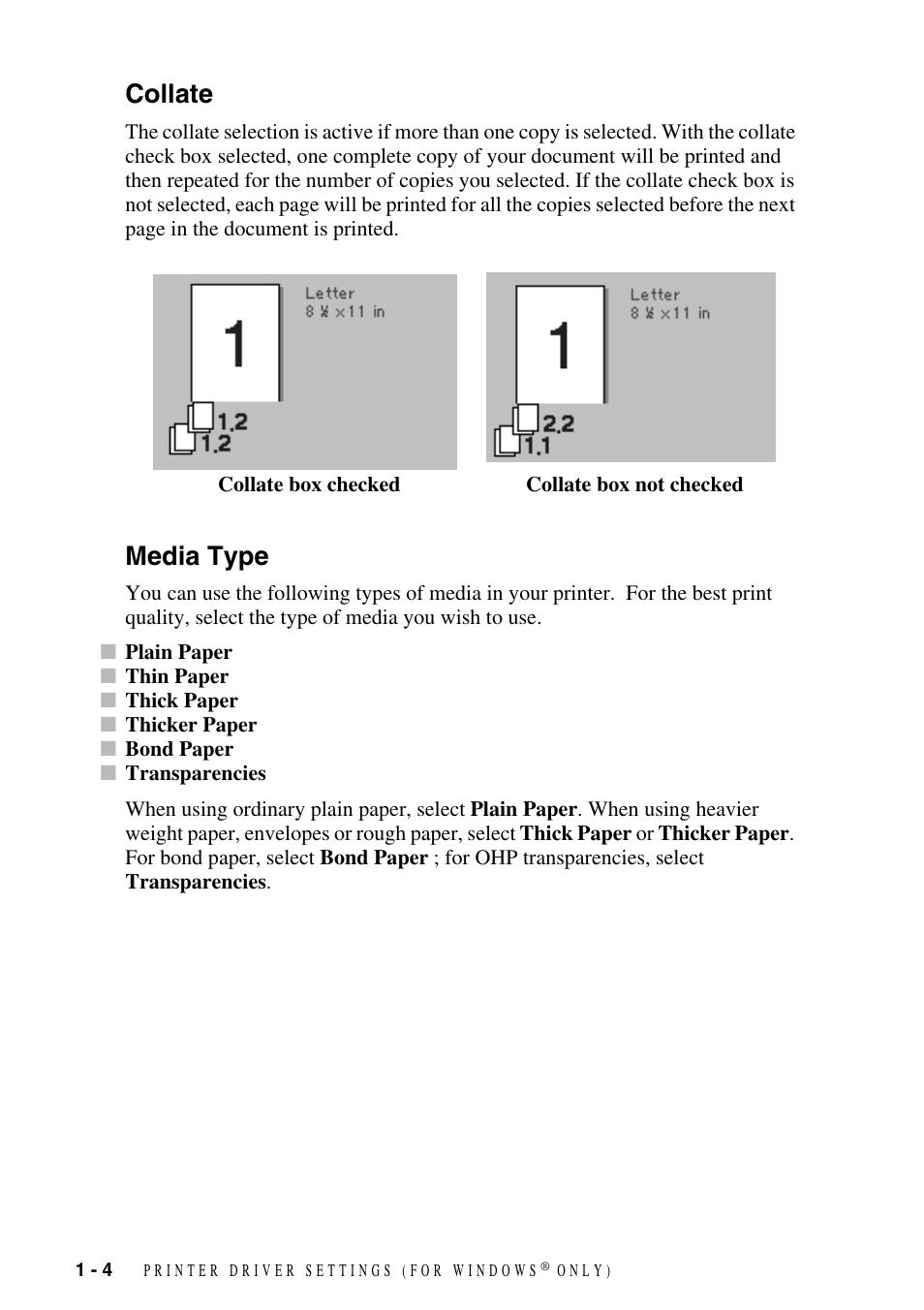 Collate, Media type, Collate -4 media type -4 | Brother FAX-3800 User Manual | Page 7 / 26