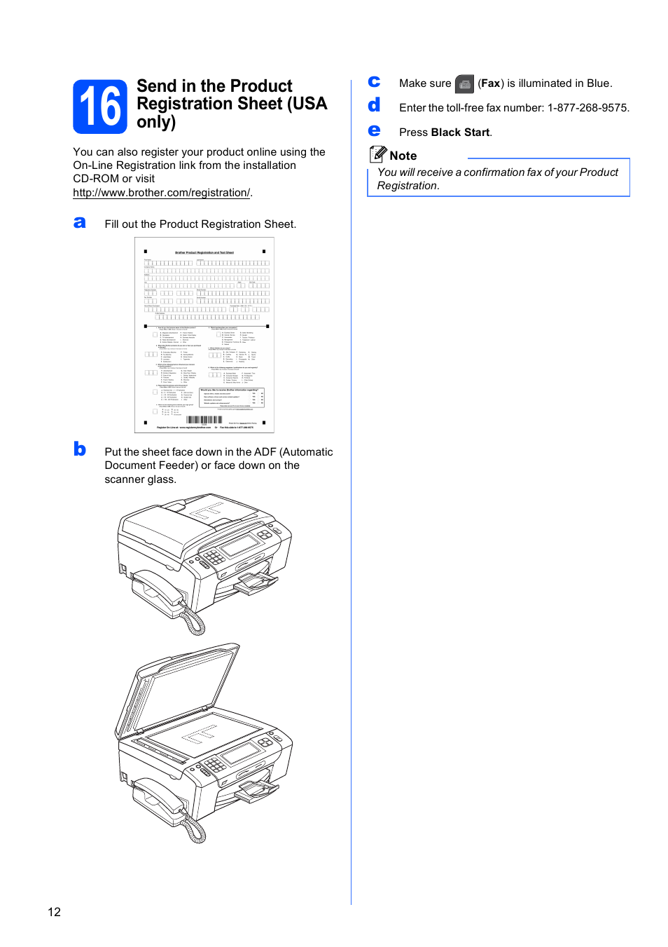 Send in the product registration sheet (usa only) | Brother MFC-795CW User Manual | Page 12 / 46