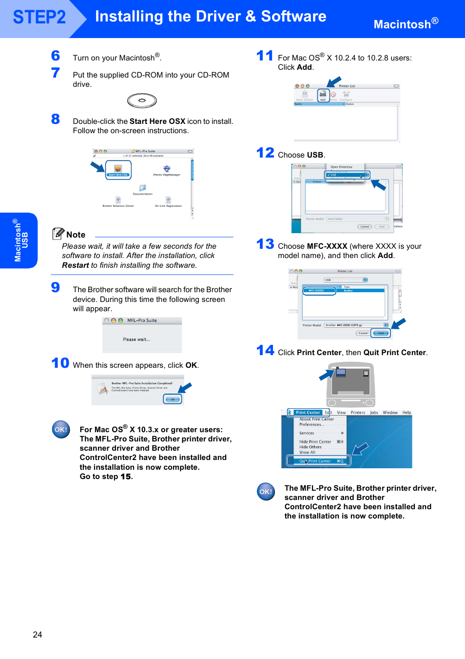 Step2, Installing the driver & software, Macintosh | Brother MFC-440CN User Manual | Page 26 / 35