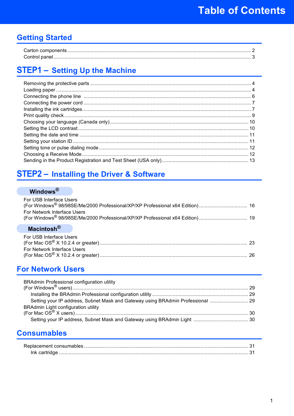 Brother MFC-440CN User Manual | Page 3 / 35