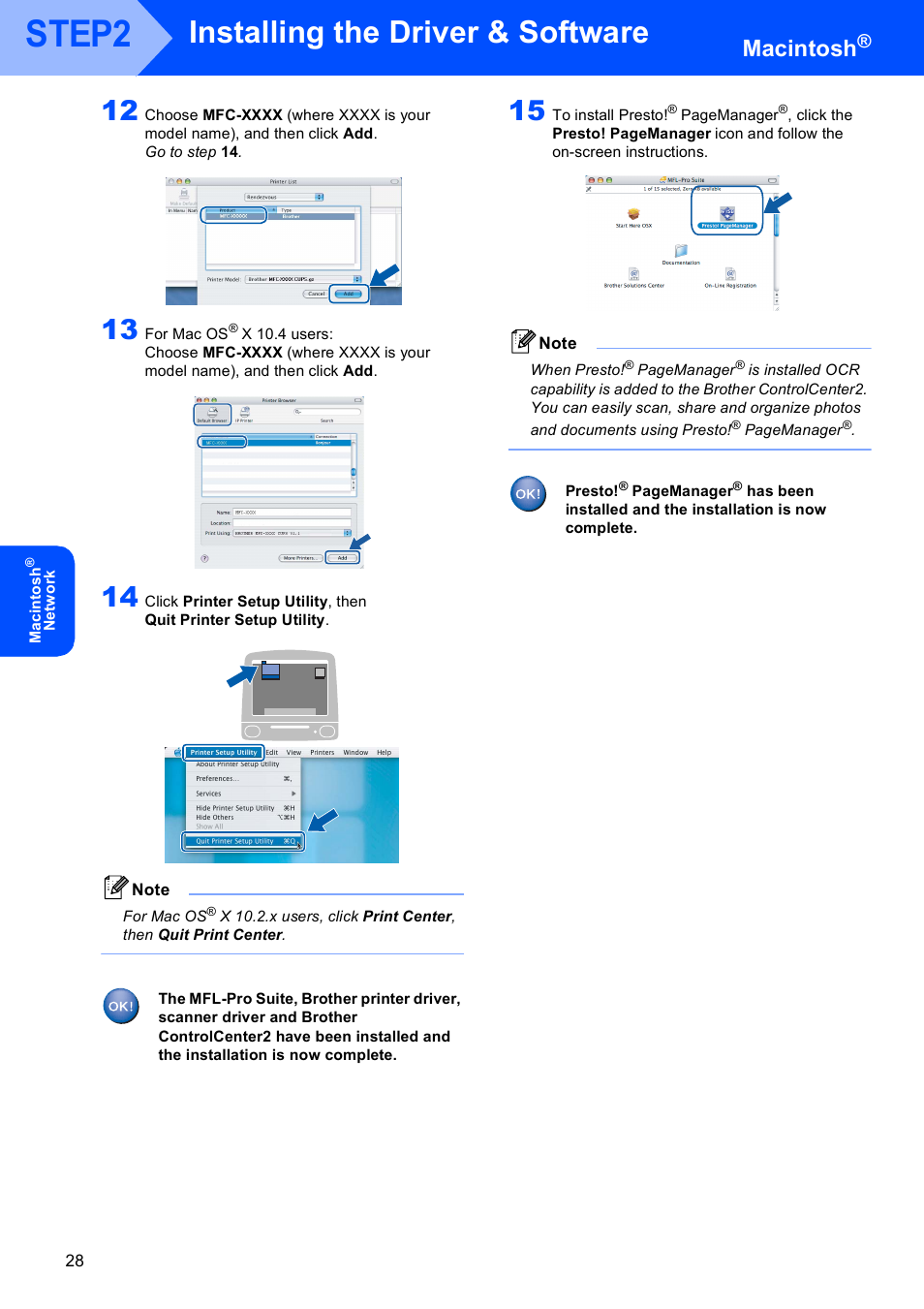 Step, Step2, Installing the driver & software | Macintosh | Brother MFC-440CN User Manual | Page 30 / 35
