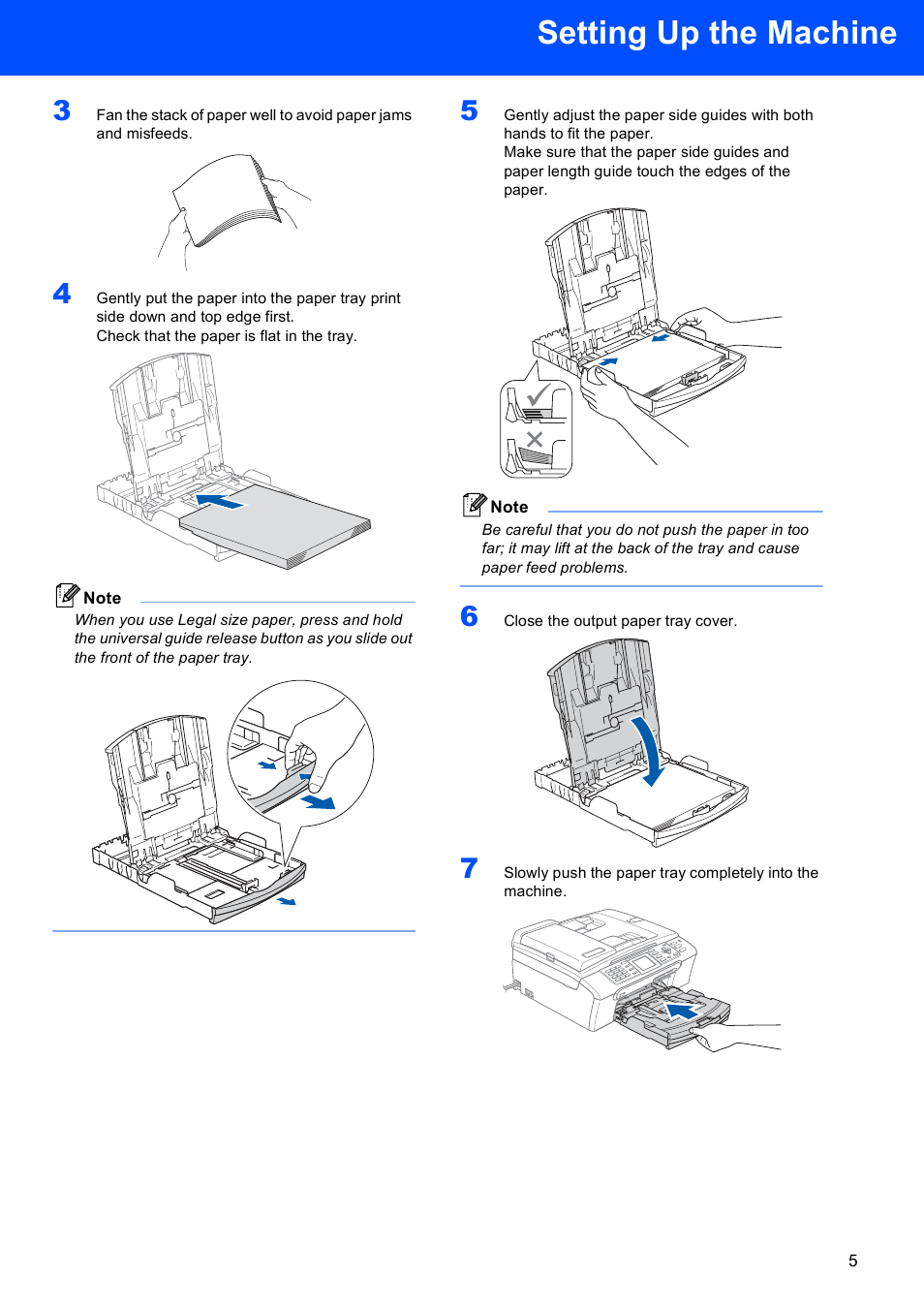 Setting up the machine | Brother MFC-440CN User Manual | Page 7 / 35