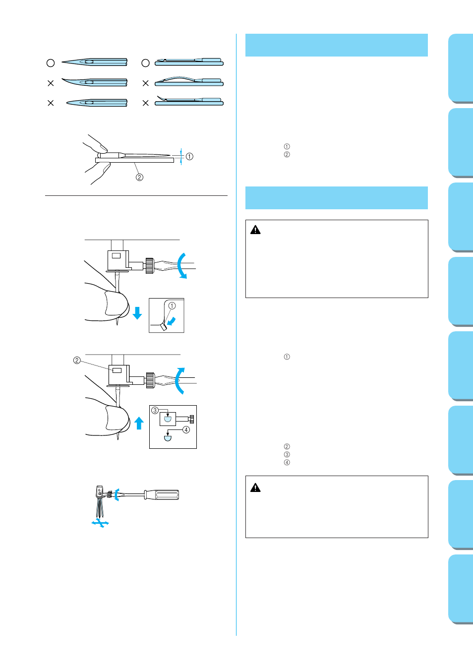 Checking the needle, Replacing the needle, Checking the needle replacing the needle | Caution | Brother XL-6562 User Manual | Page 21 / 101