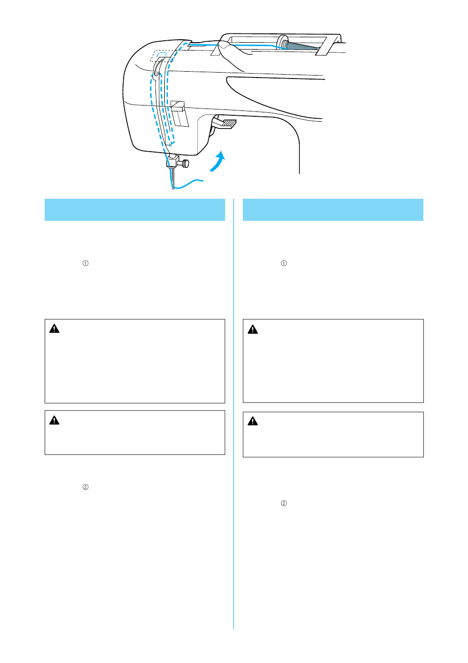 Enhebrado superior, Mise en place du fil supérieur, Precaución | Attention | Brother XL-6562 User Manual | Page 44 / 101