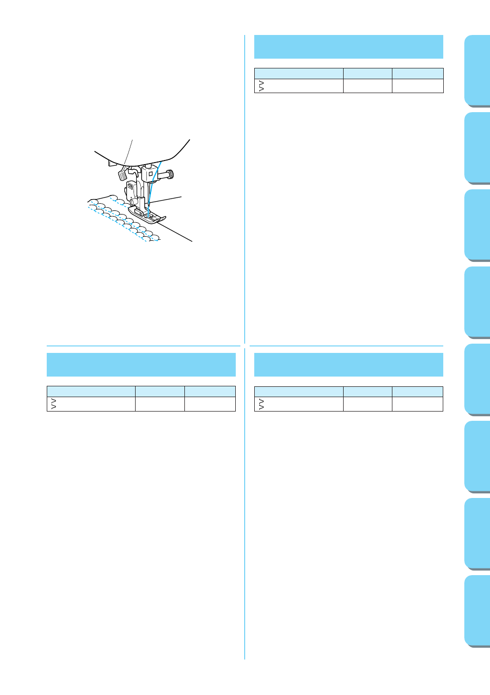 Shell tuck stitching, Plissé, Puntada ondas | Brother XL-6562 User Manual | Page 59 / 101