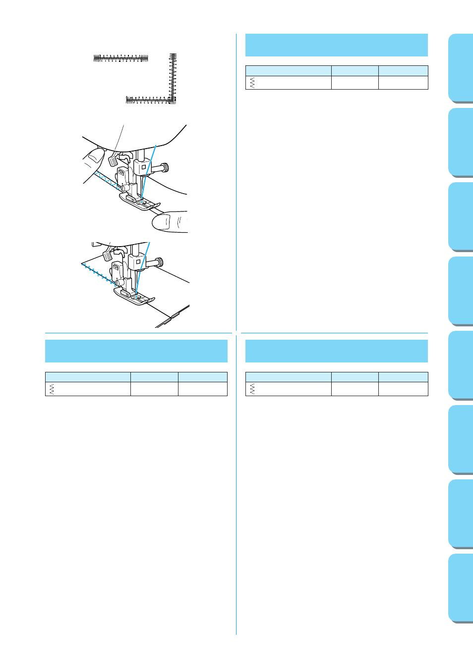 Elastic stitching, Ab c point élastique, Puntada elástica | Brother XL-6562 User Manual | Page 60 / 101