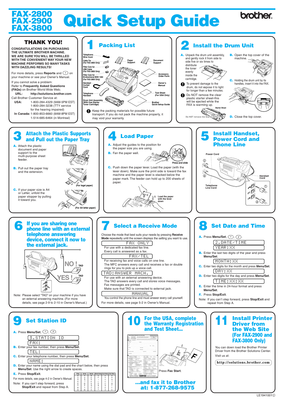 Brother FAX-2900 User Manual | 1 page