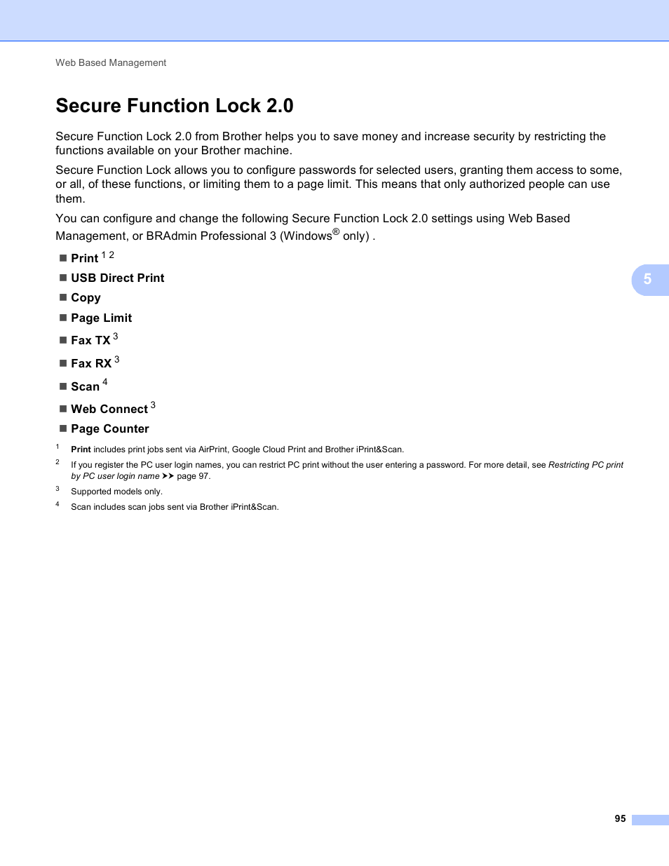 Secure function lock 2.0 | Brother MFC-8950DWT User Manual | Page 102 / 187