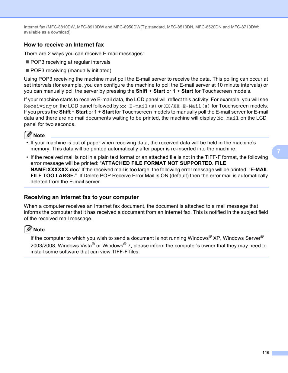 How to receive an internet fax, Receiving an internet fax to your computer | Brother MFC-8950DWT User Manual | Page 123 / 187