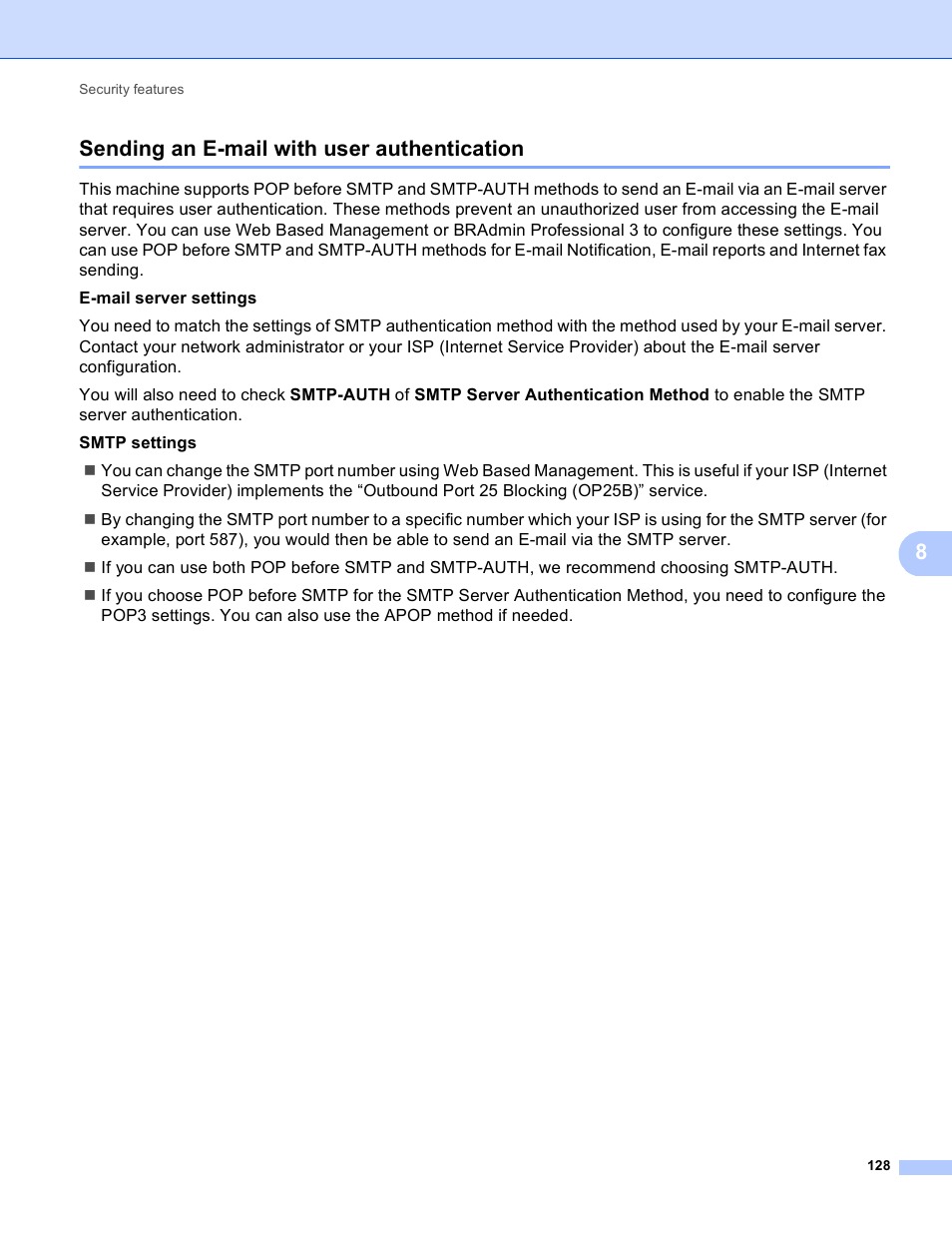 Sending an e-mail with user authentication, 8sending an e-mail with user authentication | Brother MFC-8950DWT User Manual | Page 135 / 187