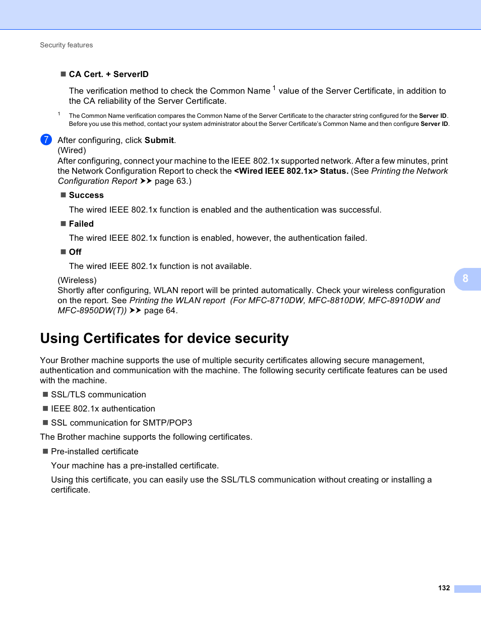 Using certificates for device security | Brother MFC-8950DWT User Manual | Page 139 / 187