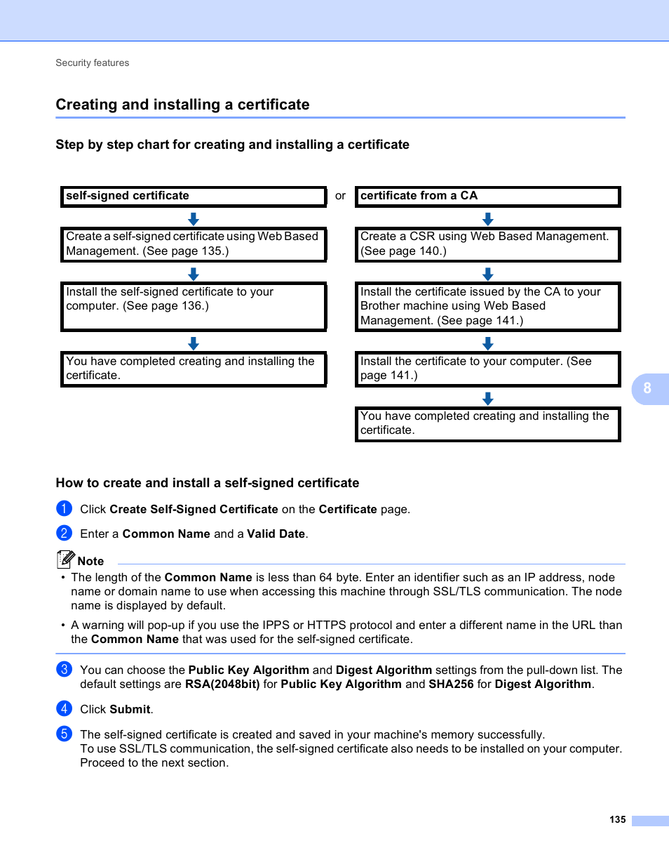 Creating and installing a certificate, Creating and installing a certificate uu, 8creating and installing a certificate | Brother MFC-8950DWT User Manual | Page 142 / 187