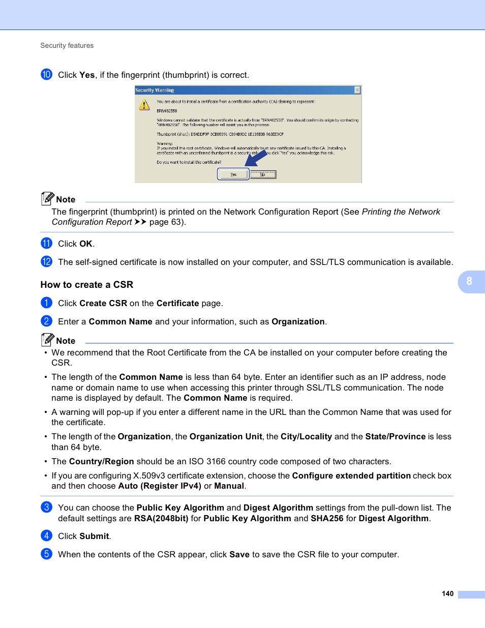 How to create a csr | Brother MFC-8950DWT User Manual | Page 147 / 187