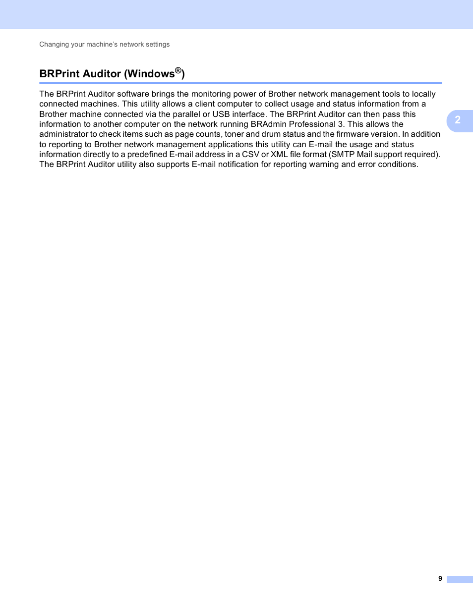 Brprint auditor (windows®), Brprint auditor (windows, 2brprint auditor (windows | Brother MFC-8950DWT User Manual | Page 16 / 187