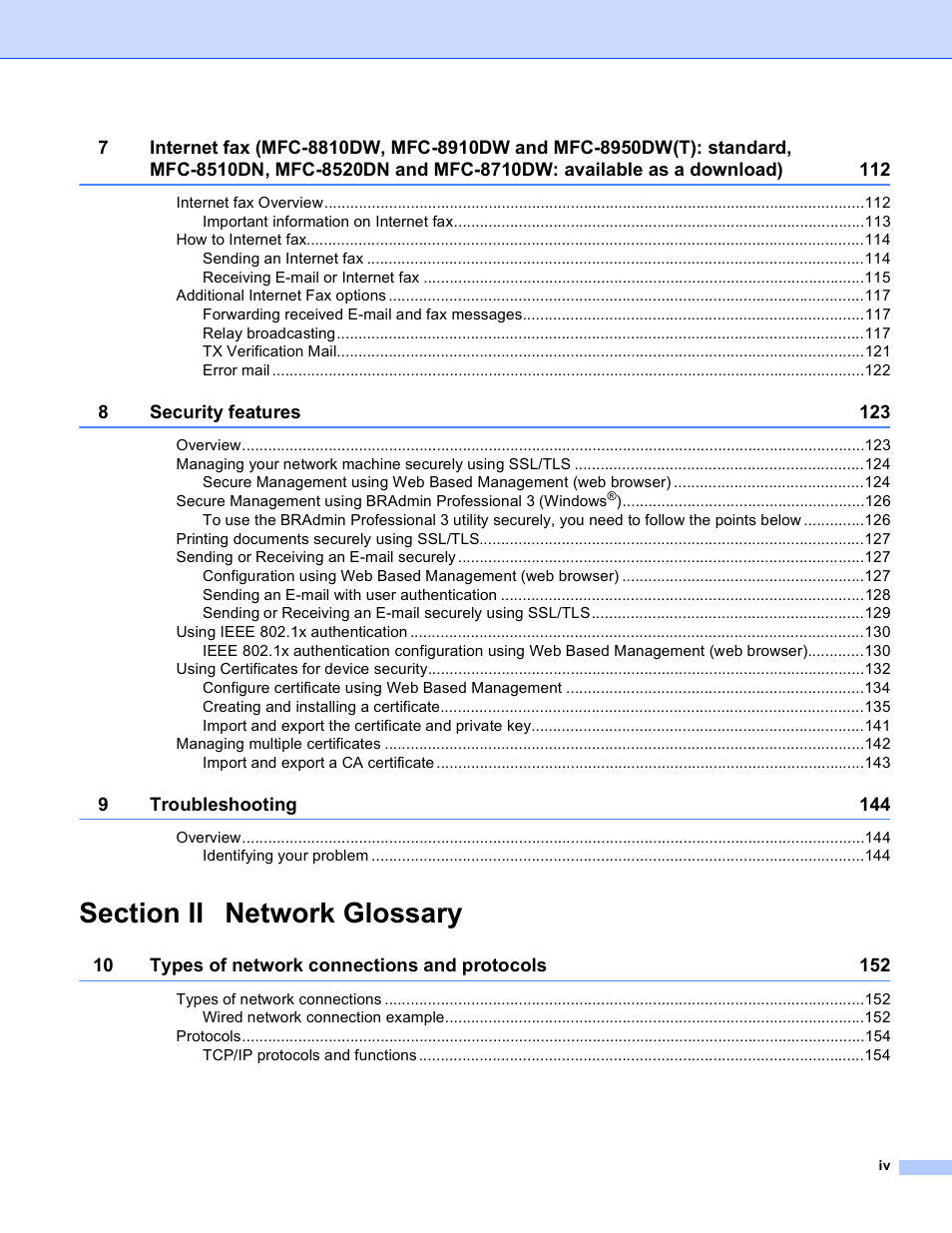 Brother MFC-8950DWT User Manual | Page 5 / 187