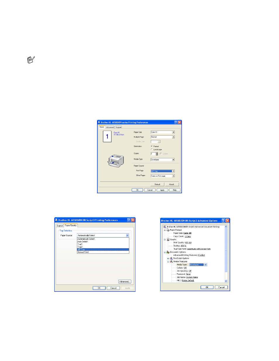 Printing on envelopes from the mp tray, Printing on envelopes from the mp tray -23 | Brother HL-6050DN User Manual | Page 31 / 179