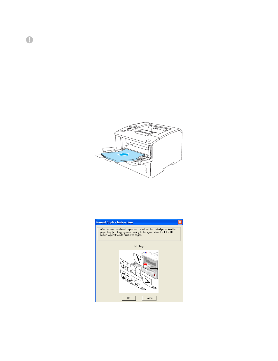 Manual duplex printing from the multi-purpose tray | Brother HL-6050DN User Manual | Page 44 / 179