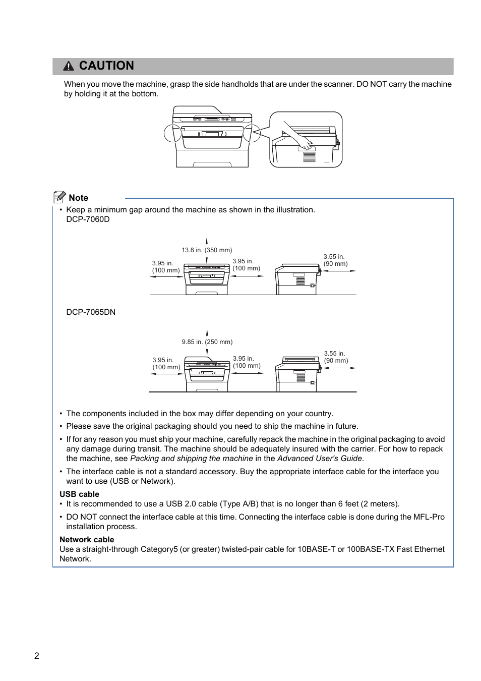 Caution | Brother DCP-7060D User Manual | Page 2 / 19