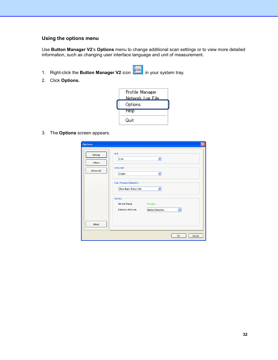 Using the options menu | Brother DS-920DW User Manual | Page 35 / 51