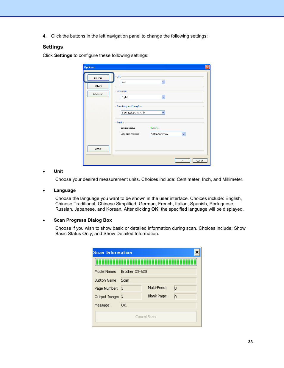 Settings | Brother DS-920DW User Manual | Page 36 / 51