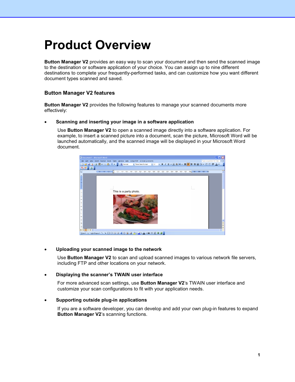 Product overview, Button manager v2 features | Brother DS-920DW User Manual | Page 4 / 51