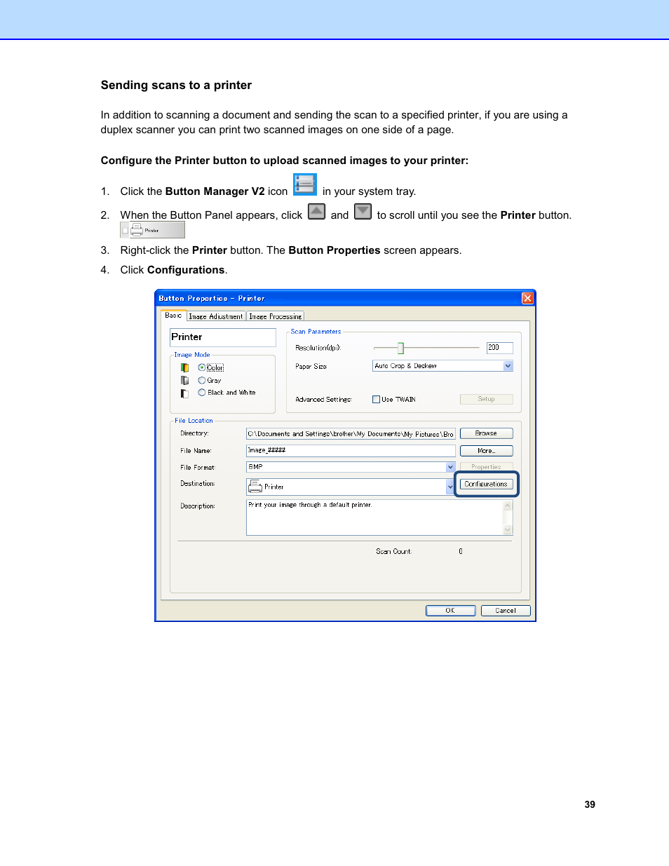 Sending scans to a printer | Brother DS-920DW User Manual | Page 42 / 51