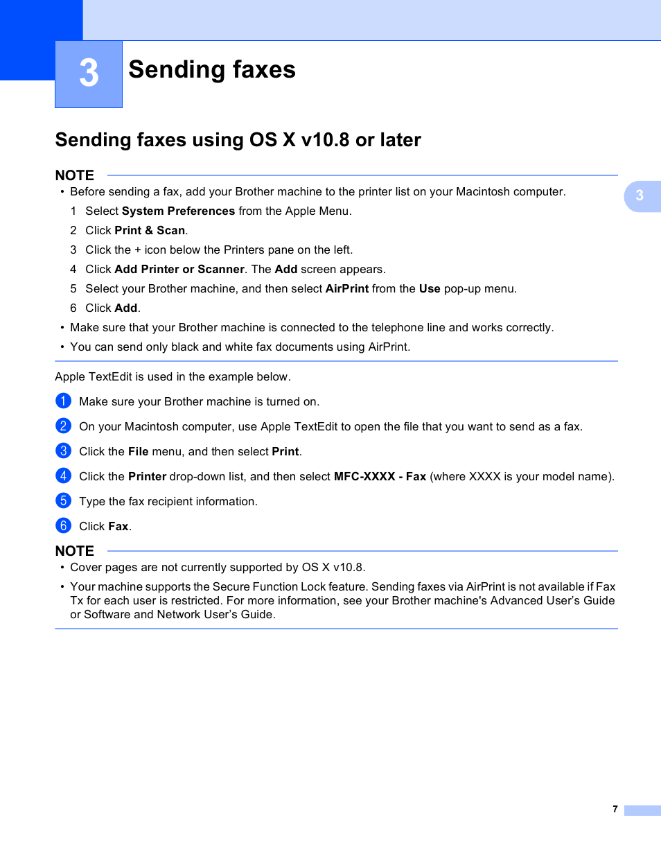 3 sending faxes, Sending faxes using os x v10.8 or later, Sending faxes | Brother MFC-J6720DW User Manual | Page 10 / 13