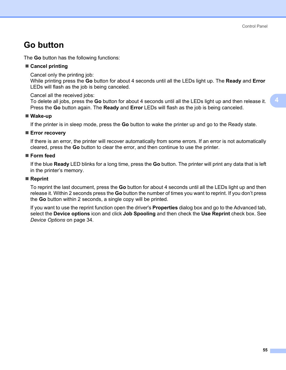 Go button | Brother HL-2170W User Manual | Page 63 / 138