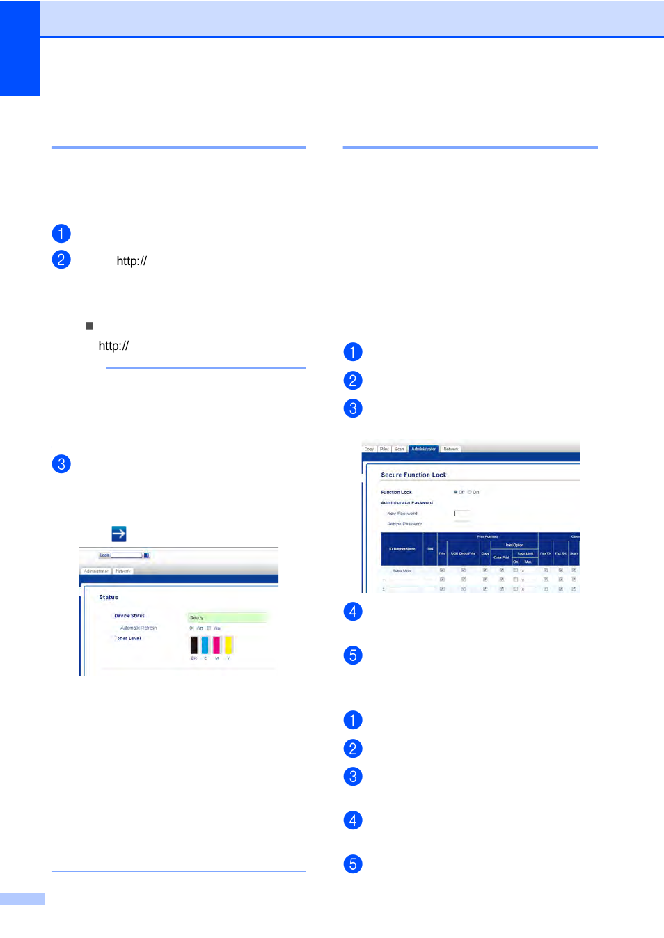 Before you begin to use secure function lock 2.0, Setting and changing the administrator password, Setting the administrator password | Changing the administrator password | Brother MFC-9330CDW User Manual | Page 16 / 100