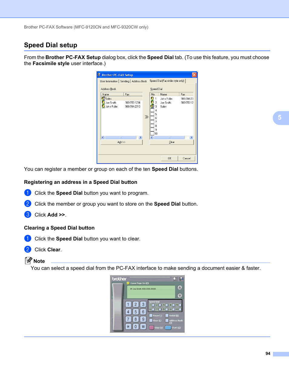 Speed dial setup, 5speed dial setup | Brother MFC-9120CN User Manual | Page 102 / 215