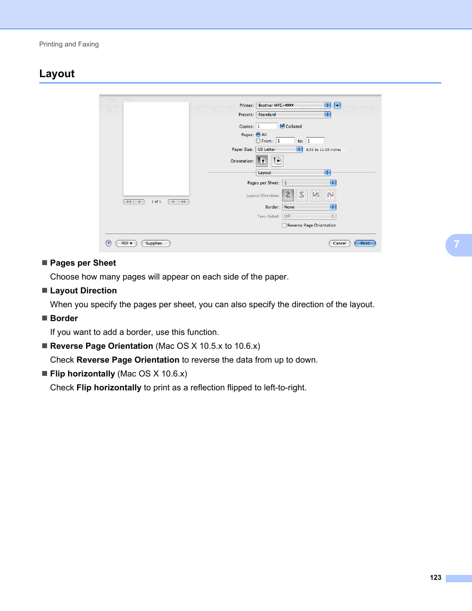 Layout, 7layout | Brother MFC-9120CN User Manual | Page 131 / 215