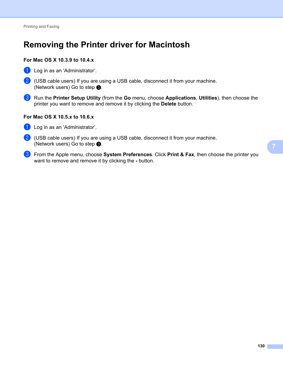 Removing the printer driver for macintosh | Brother MFC-9120CN User Manual | Page 138 / 215