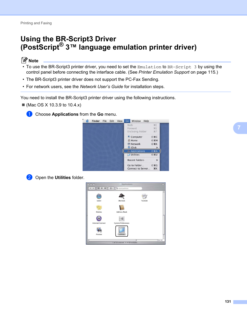 Using the br-script3 driver (postscript, 3™ language emulation printer driver) | Brother MFC-9120CN User Manual | Page 139 / 215