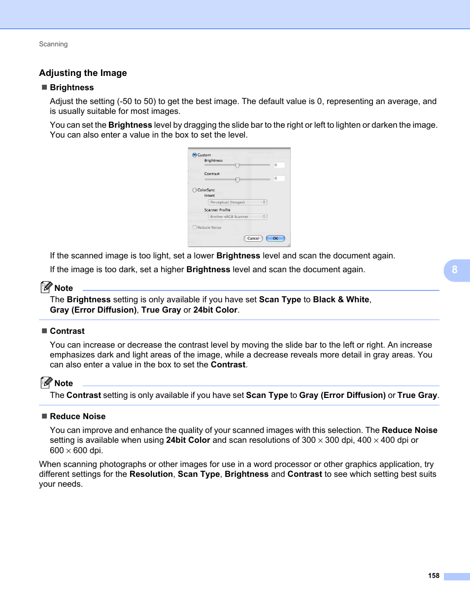 Adjusting the image | Brother MFC-9120CN User Manual | Page 166 / 215