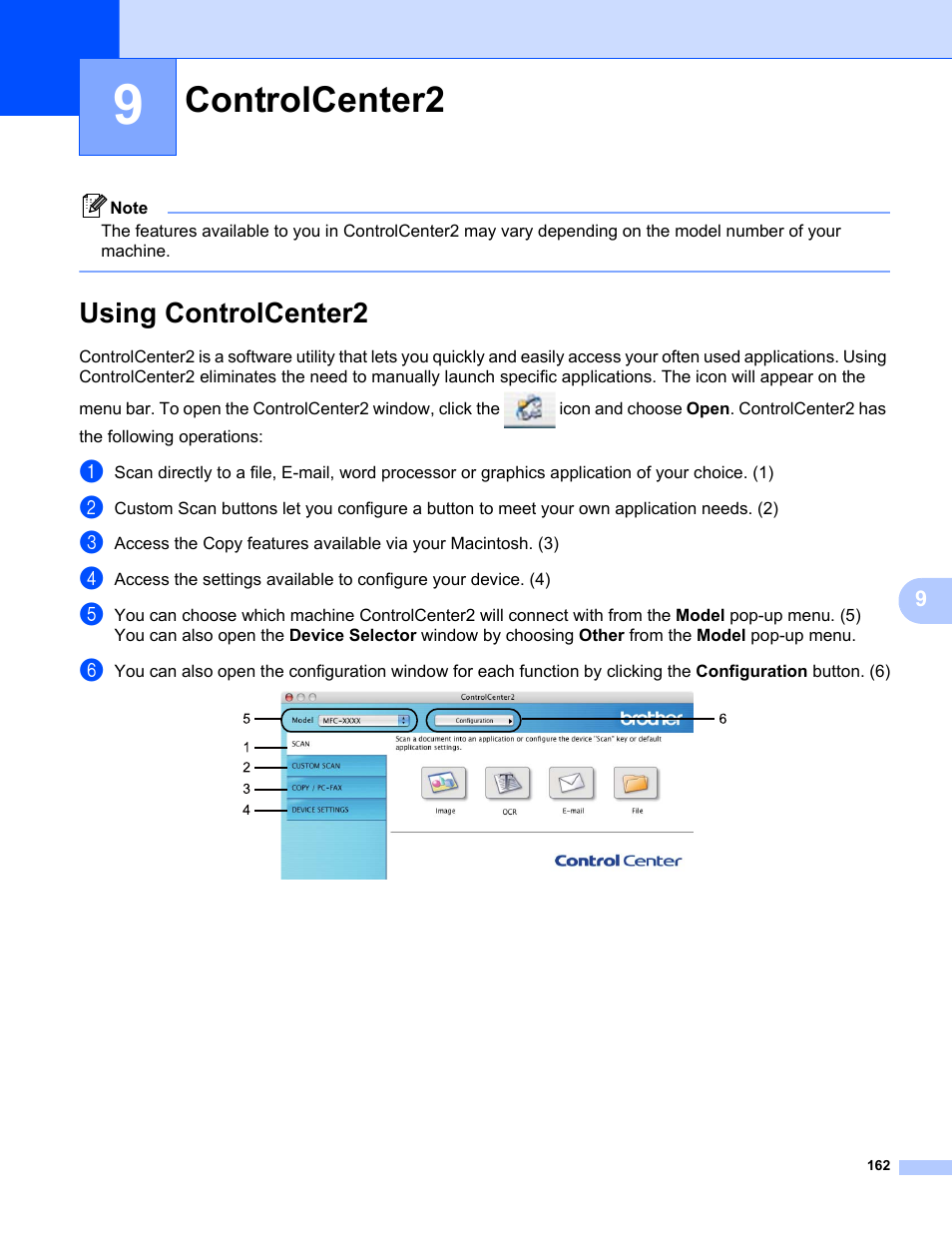 9 controlcenter2, Using controlcenter2, Controlcenter2 | Brother MFC-9120CN User Manual | Page 170 / 215