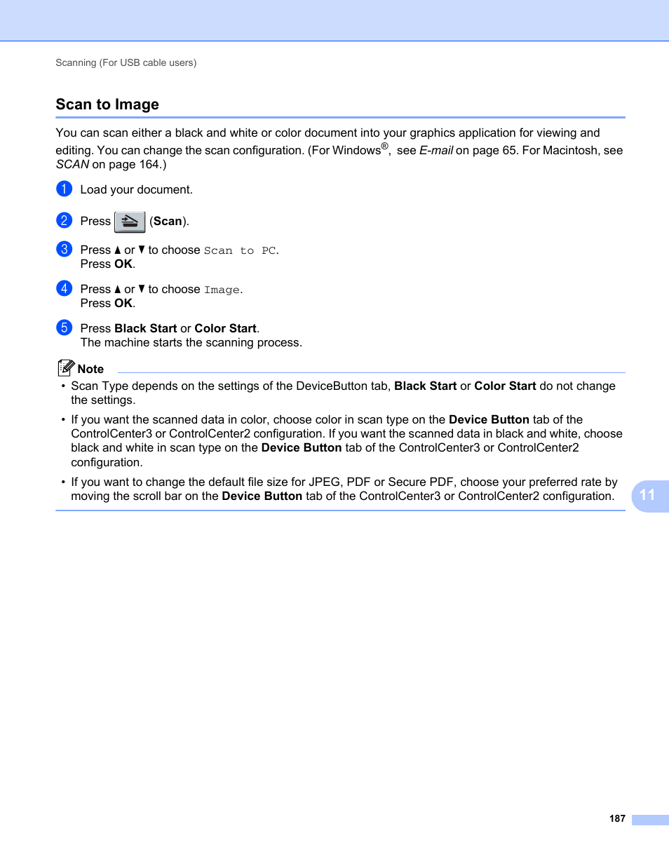 Scan to image, 11 scan to image | Brother MFC-9120CN User Manual | Page 195 / 215