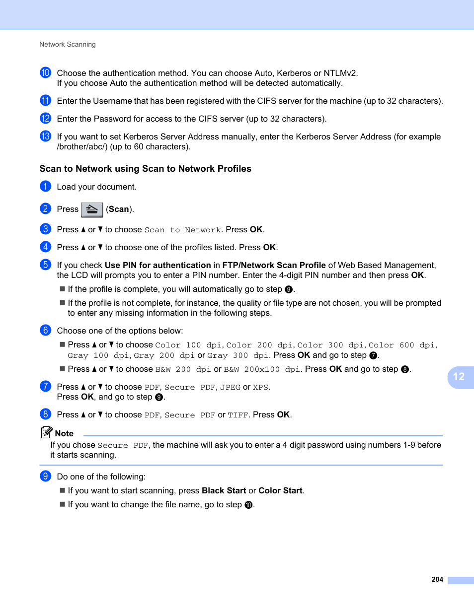 Scan to network using scan to network profiles | Brother MFC-9120CN User Manual | Page 212 / 215