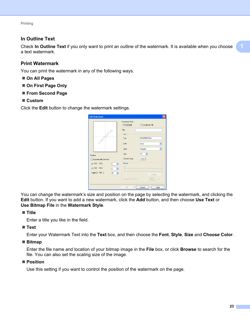 In outline text, Print watermark | Brother MFC-9120CN User Manual | Page 31 / 215