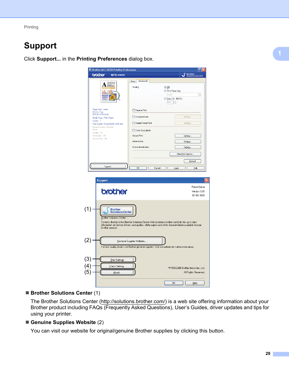 Support | Brother MFC-9120CN User Manual | Page 37 / 215