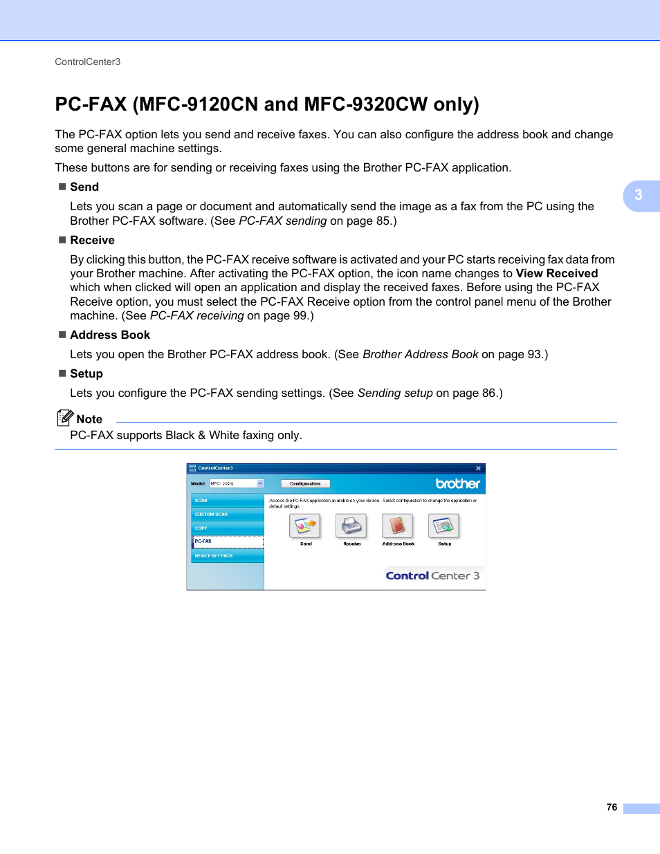 Pc-fax (mfc-9120cn and mfc-9320cw only) | Brother MFC-9120CN User Manual | Page 84 / 215